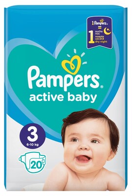 Pampers Active Baby Dry No3 (5-9kg) Συσκ.20 Τεμαχίων Cp