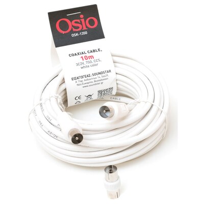 Osio Osk-1350 Ομοαξονικό Καλώδιο Κεραίας Αρσενικό Σε Αρσενικό Με Θηλυκό Αντάπτορα 10 M