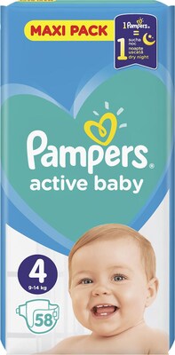Pampers Active Baby Maxi Pack No4 (9-14kg) 58τεμ