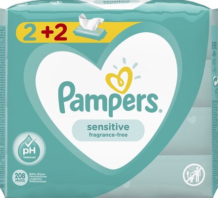Pampers Wipes Sensitive 4x52τεμ (2+2 Δώρο)