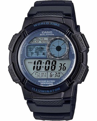 casio chronograph black rubber strap
