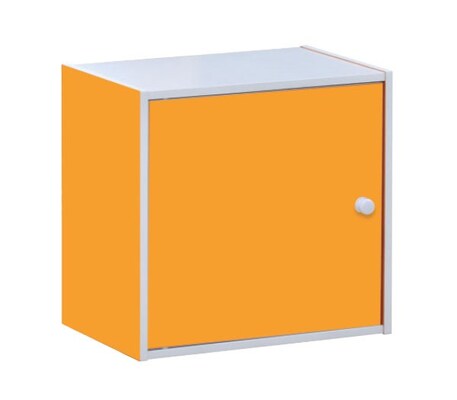 Κουτι Βιβλιοθηκης Πορτοκαλι - Λευκο Με Πορτα