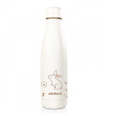 Miniland Θερμός Υγρών Από Ανοξείδωτο Ατσάλι Natur Bottle 500ml Bunny  - Ml89346