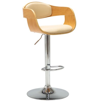 Vidaxl Καρέκλα Μπαρ Κρεμ Από Λυγισμένο Ξύλο Και Συνθετικό Δέρμα
