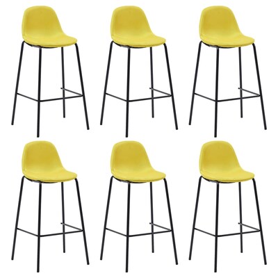 Vidaxl Καρέκλες Μπαρ 6 Τεμ. Κίτρινες Υφασμάτινες
