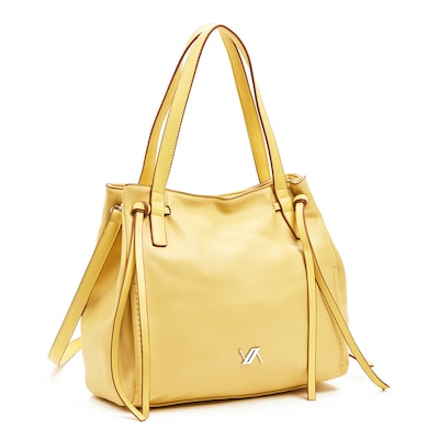 VERDE Τσάντα Ώμου Shopper Με Κρόσσια Verde 16-5986 Κίτρινη
