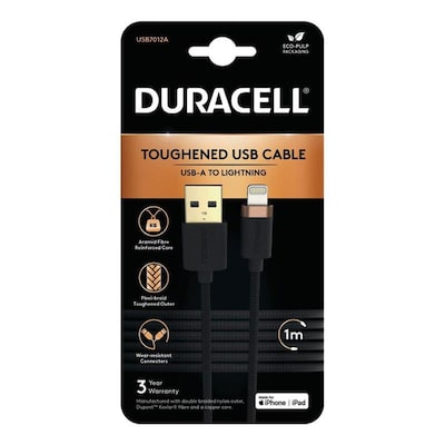 DURACELL Καλώδιο Duracell Braided USB-A Male σε Lightning Male - 1m