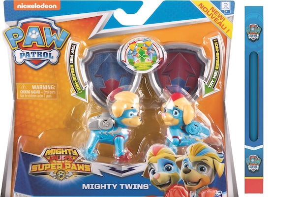 SPIN MASTER Παιχνιδολαμπάδα Spin Master Paw Patrol Pups Super Paws Mighty Twins Φωτεινά Διδυμάκια 2 Φιγούρες